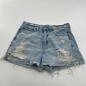 American Eagle Outfitters Light Blue High Waist Denim Mom Shorts